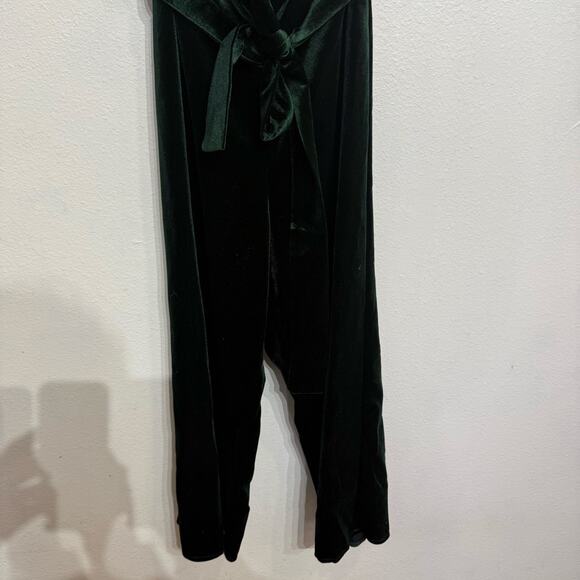Lucy Paris Green Alex Velvet Cropped Strapless Jumpsuit Sz M - Picture 4 of 13